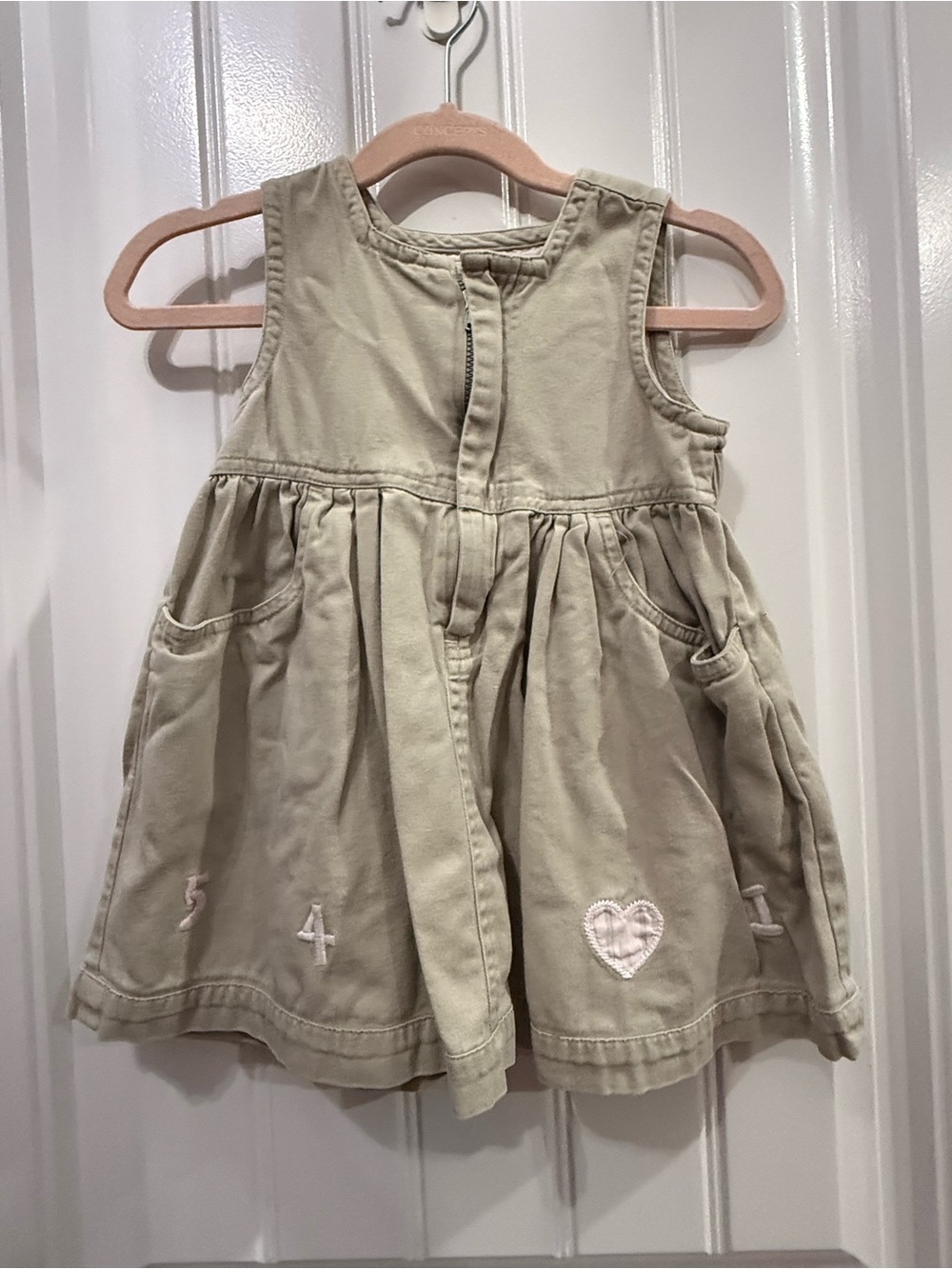 GAP Beige Pocket Skirt Dress with Embroidered Heart